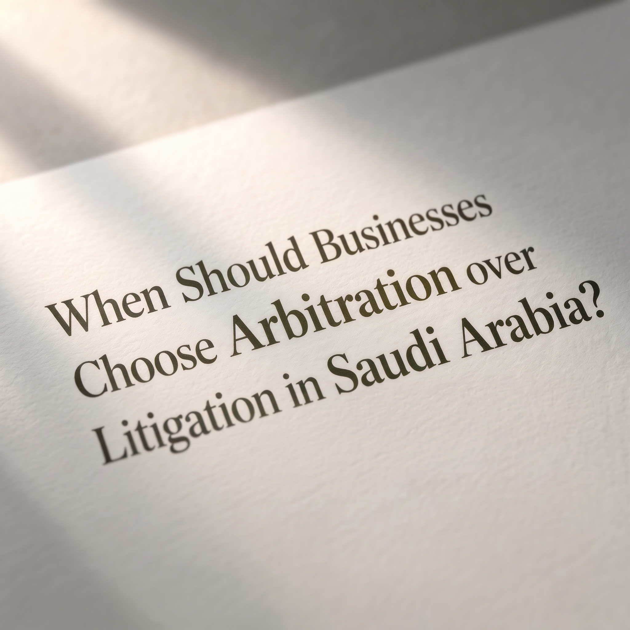 When Should Businesses Choose Arbitration over Litigation in Saudi Arabia?