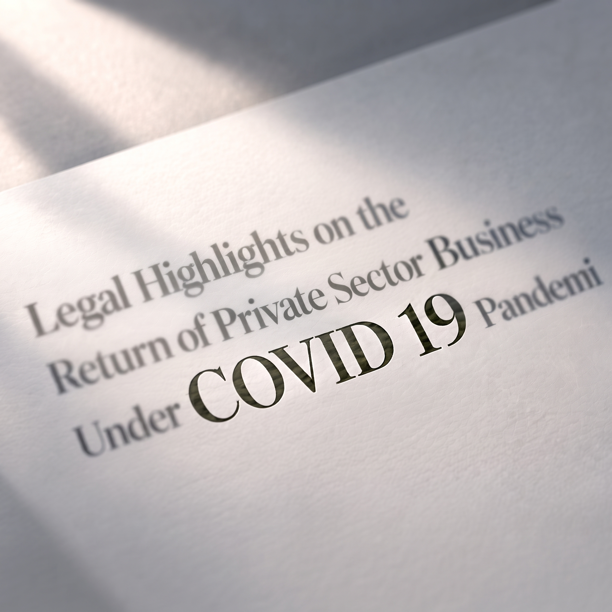 Legal Highlights on the Return of Private Sector Business Under COVID 19 Pandemic